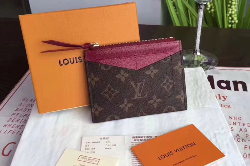 Louis Vuitton M62257 LV Zipped Card Holder Monogram Canvas Wine