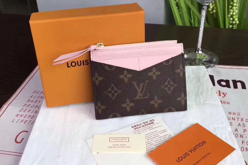 Louis Vuitton M62257 LV Zipped Card Holder Monogram Canvas Pink
