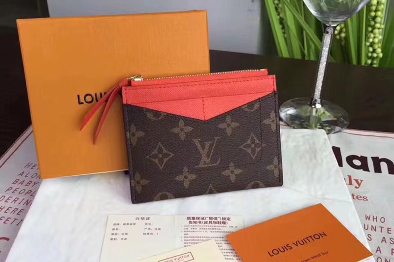 Louis Vuitton M62257 LV Zipped Card Holder Monogram Canvas Orange