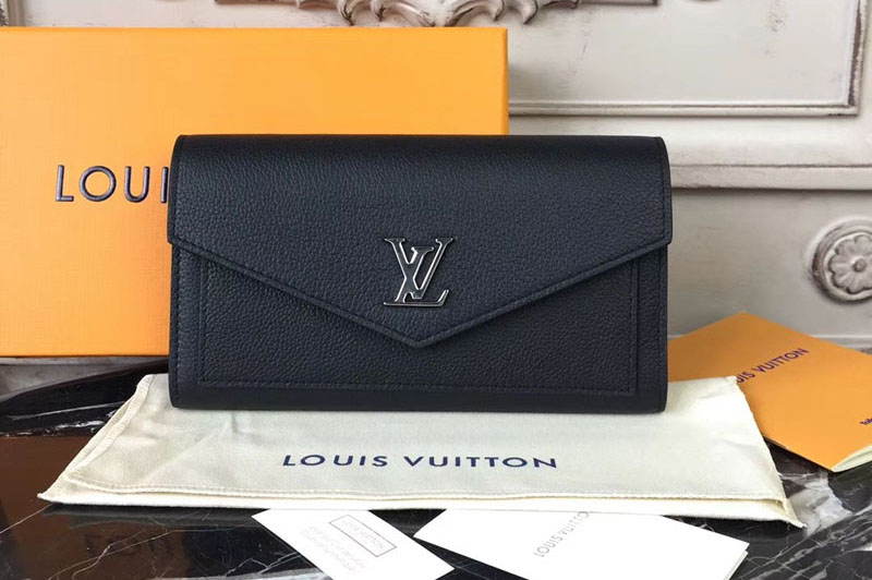 Louis Vuitton M62530 Mylockme Calf Leather Wallet Black