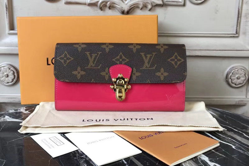 Louis Vuitton M61719 Cherrywood Wallet Patent Leather With Monogram canvas Rosy