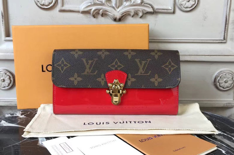 Louis Vuitton M61719 Cherrywood Wallet Patent Leather With Monogram canvas Red
