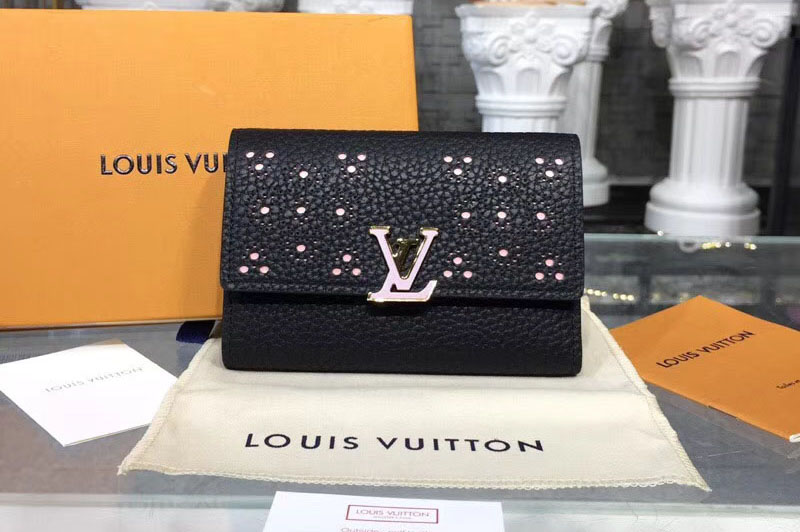 Louis Vuitton M62564 LV Capucines Compact Wallet Taurillon leather Black