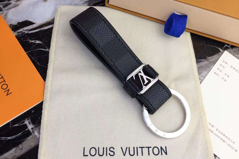 Louis Vuitton M62706 LV Dragonne Key Holder Damier Graphite Canvas Silver Hardware
