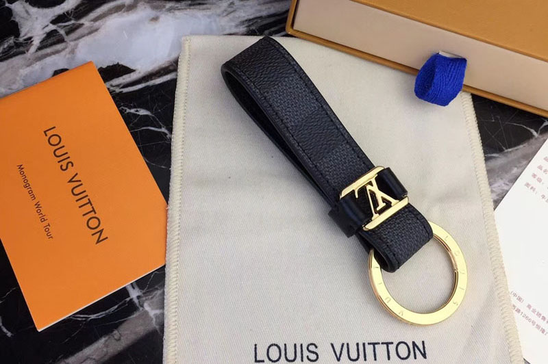 Louis Vuitton M62706 LV Dragonne Key Holder Damier Graphite Canvas Gold Hardware