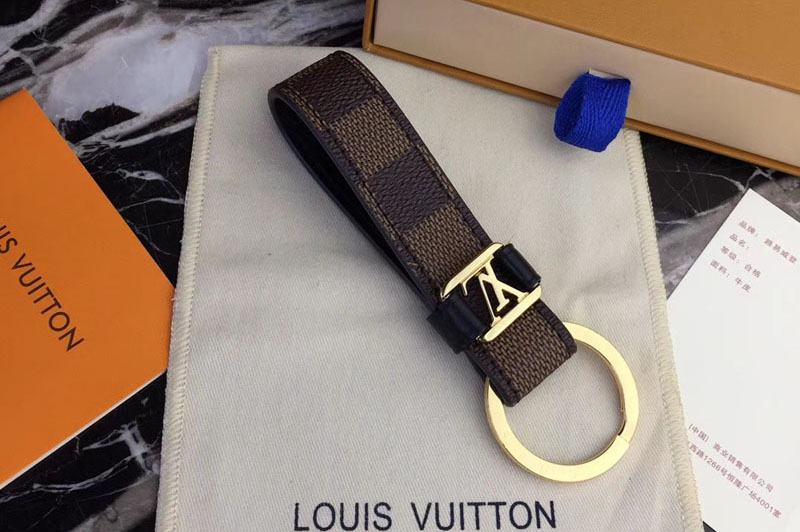 Louis Vuitton M62706 LV Dragonne Key Holder Damier Ebene Canvas Gold Hardware