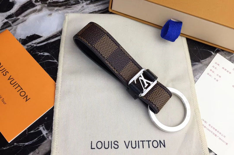 Louis Vuitton M62706 LV Dragonne Key Holder Damier Ebene Canvas Silver Hardware