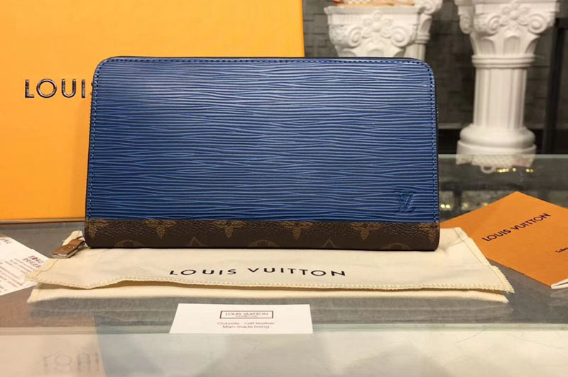 Louis Vuitton M62930 LV Zippy Organizer Wallets Epi Leather Blue
