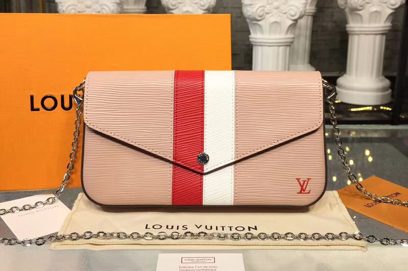 Louis Vuitton M62982 LV Pochette Felicie Epi Leather Bags Pink