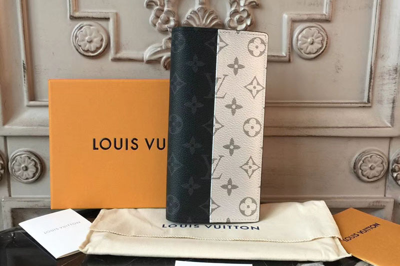 Louis Vuitton M63027 Monogram Eclipse Canvas Brazza Wallet Silver