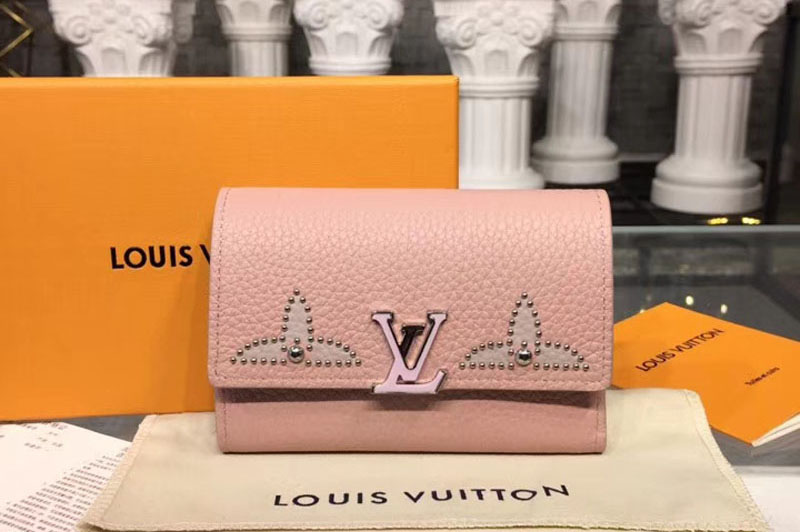 Louis Vuitton M63221 LV Taurillon Leather Capucines Compact Wallet Pink