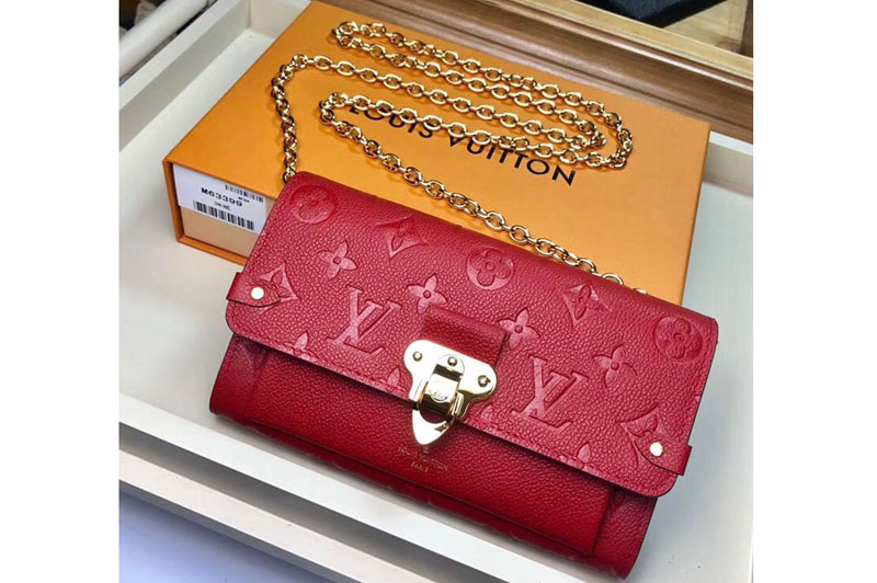 Louis Vuitton M63399 LV Chain Wallet Monogram Empreinte Leather Bags Red