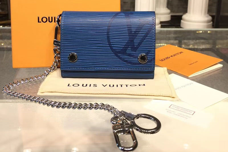 Louis Vuitton M63518 LV Rivets Chain Wallet Epi Leather Blue