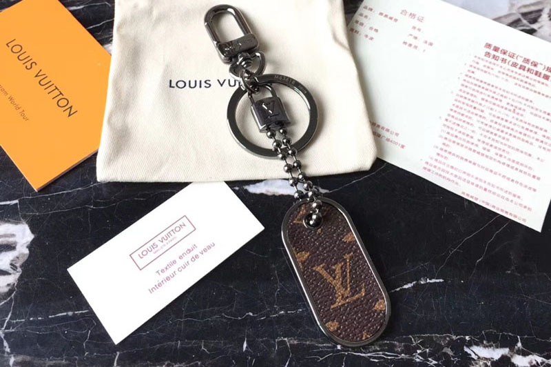 Louis Vuitton M63618 LV Tab Bag Charm and Key Holder Monogram Canvas Black Hardware