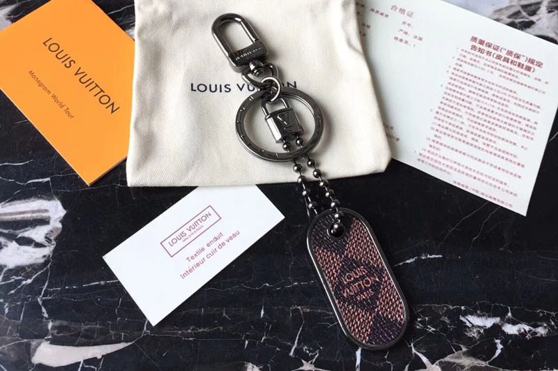 Louis Vuitton M63618 LV Tab Bag Charm and Key Holder Damier Ebene Canvas Black Hardware