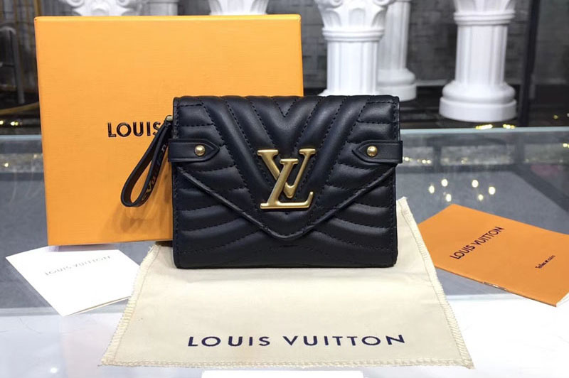 Louis Vuitton M63427 LV New Wave Compact Wallet Calf leather Black