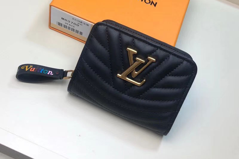 Louis Vuitton M63789 LV New Wave Zipped Compact Wallet Black