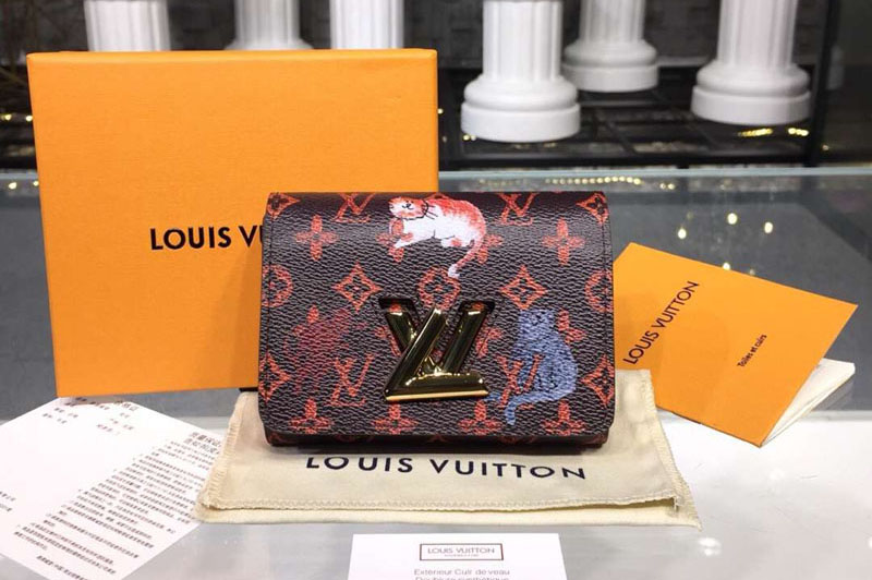 Louis Vuitton M63889 LV Transformed historic Monogram canvas Twist Compact Wallet Red