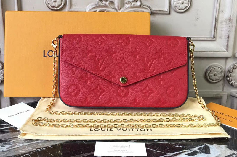 Louis Vuitton M64065 Monogram Empreinte Pochette Felicie Bags Red