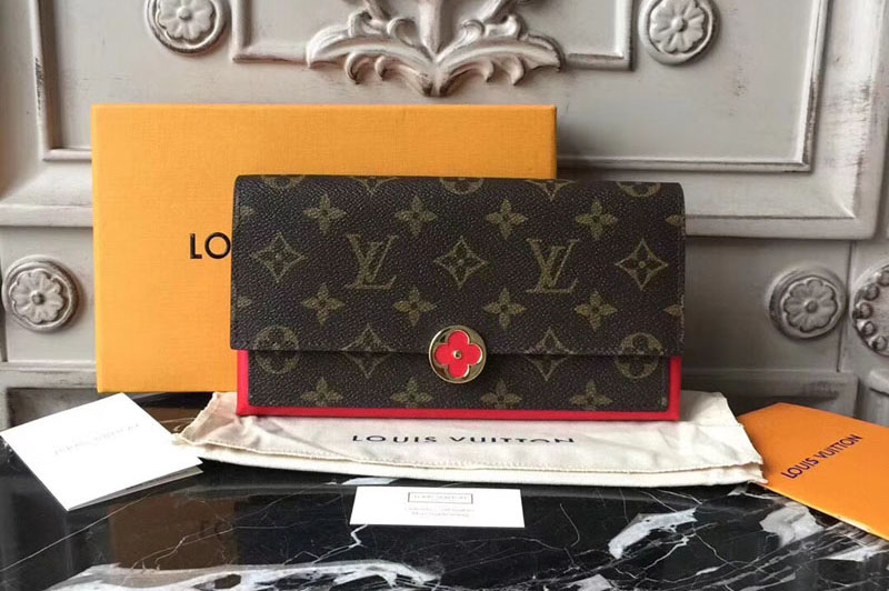 Louis Vuitton M64585 Flore Monogram Canvas Wallet Red