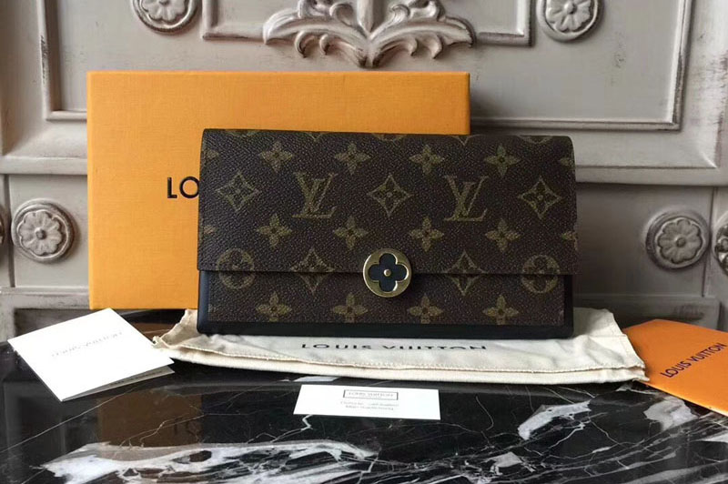 Louis Vuitton M64585 Flore Monogram Canvas Wallet Black