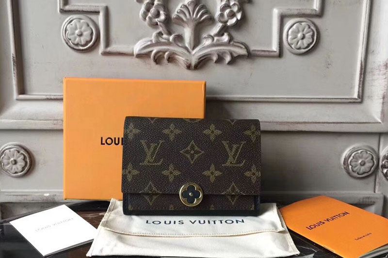 Louis Vuitton M64587 Flore Compact Monogram Canvas Wallet Black