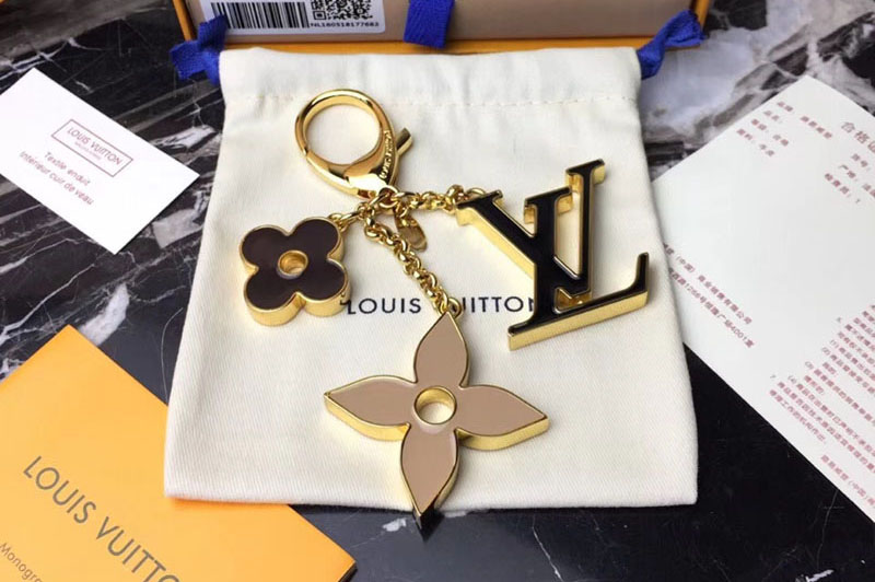 Louis Vuitton M67119 LV Fleur De Monogram Bag Charm Gold Hardware Black