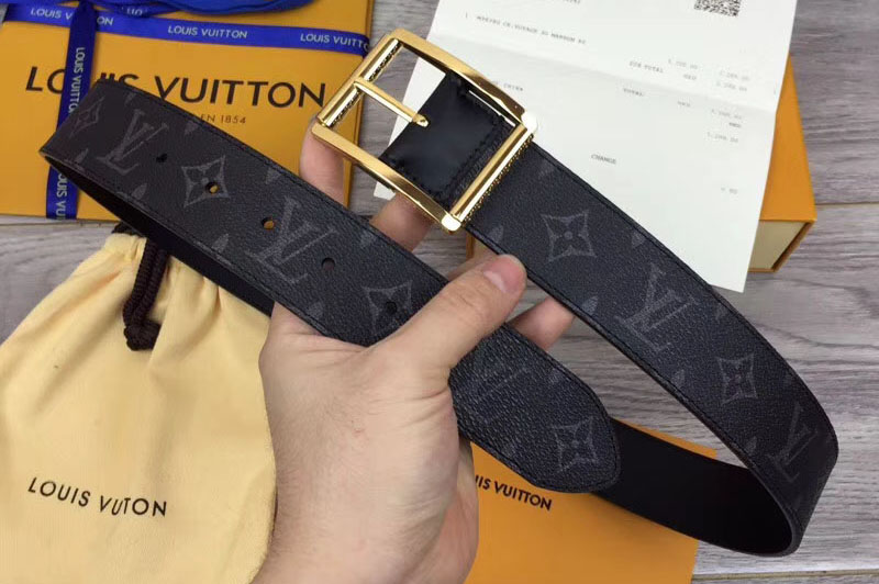 Louis Vuitton M9044U LV Reverso 40mm Reversible Belts Monogram Eclipse canvas Gold Hardware