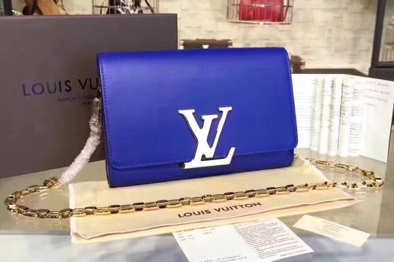 Louis Vuitton M94335 Smooth Calfskin Chain Louise GM Bags Blue