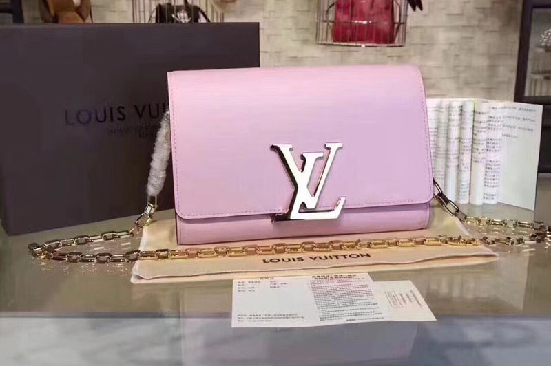 Louis Vuitton M94335 Smooth Calfskin Chain Louise GM Bags Light Pink