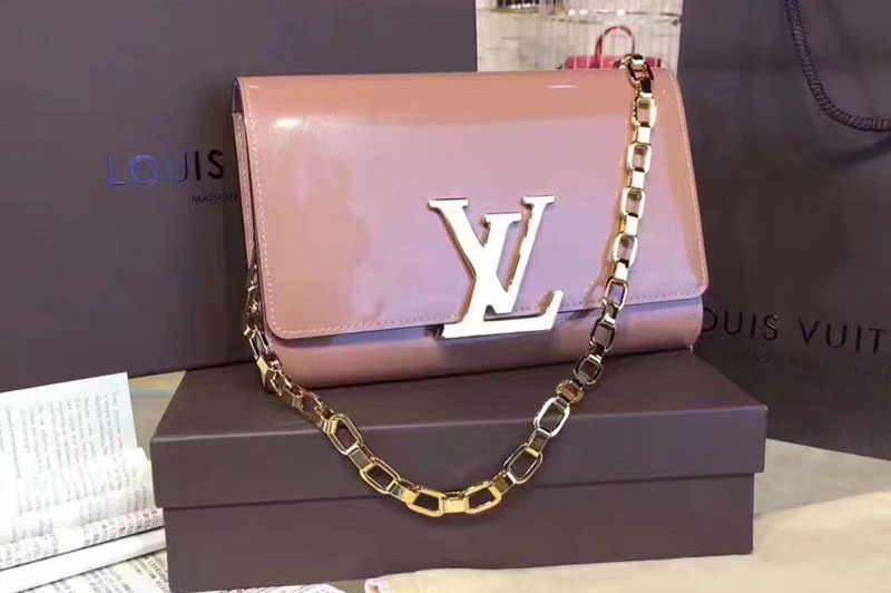 Louis Vuitton M94425 Patent Calfskin Chain Louise GM Bags Pink