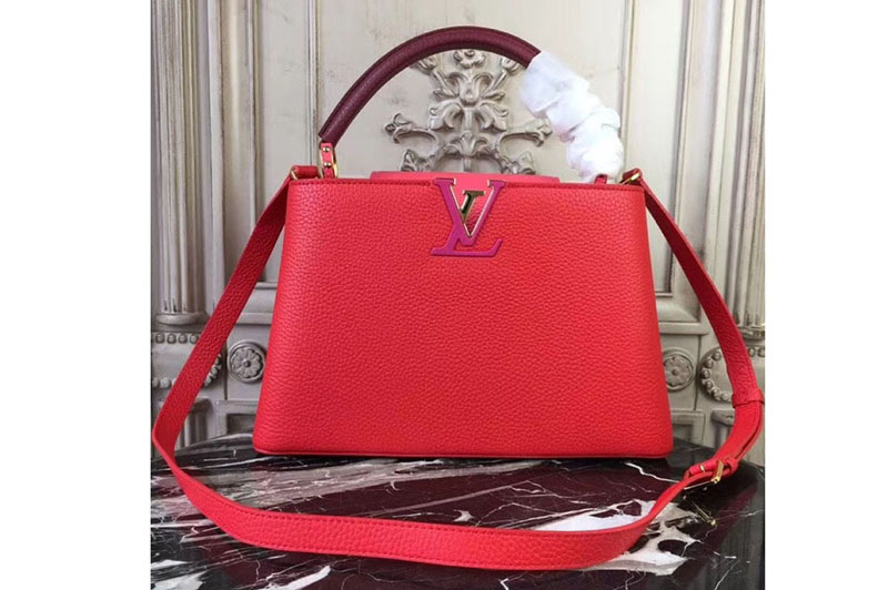 Louis Vuitton M94740 Capucines MM Taurillon Leather Bags Red