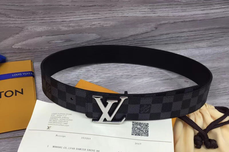 Louis Vuitton LV Initiales 40mm Damier Graphite Canvas Mens Belts M9808Q