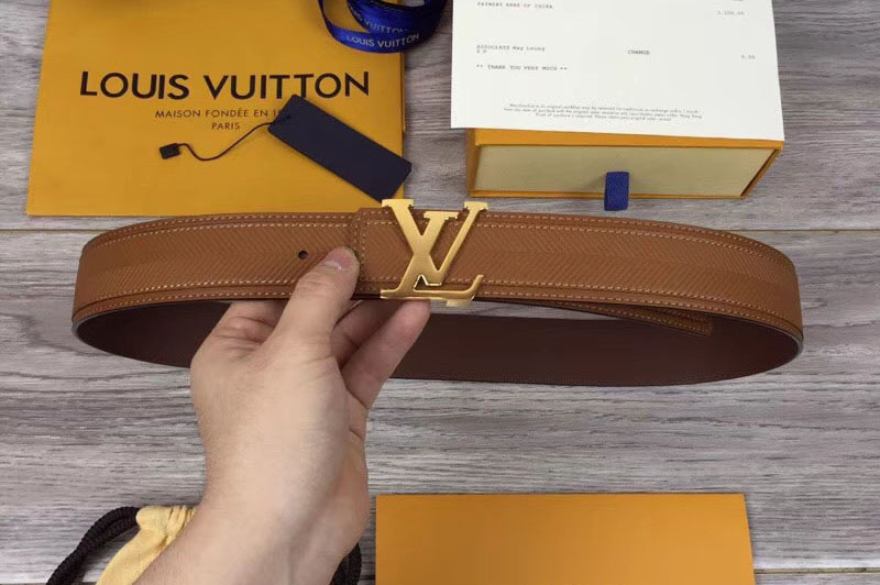 Louis Vuitton M9912S LV Pyramide 40MM Calf Leather Belts Silver/Gold Buckle