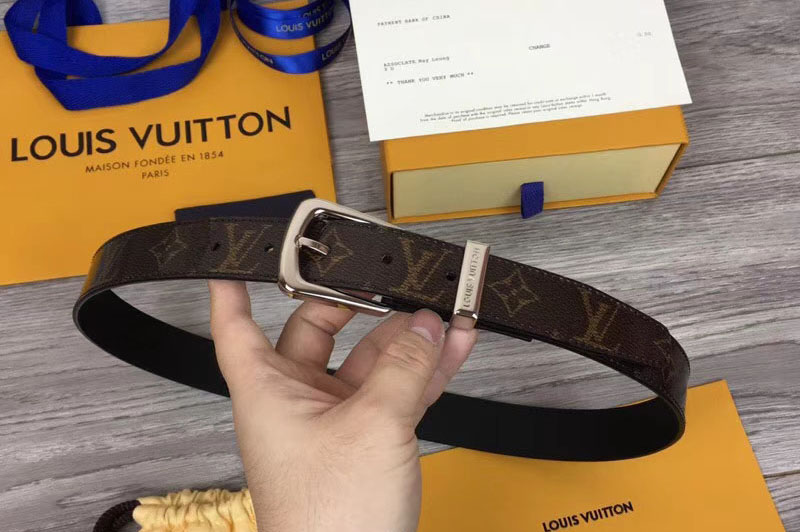 Louis Vuitton MP056U LV Ouest 30mm Belt Monogram Glaze leather strap