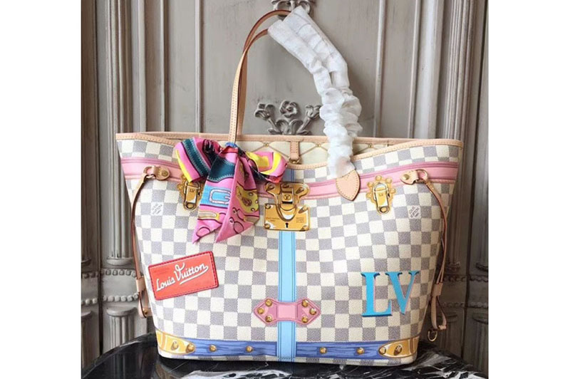 Louis Vuitton N41065 NeverfulL MM Damier Azur Canvas Bags