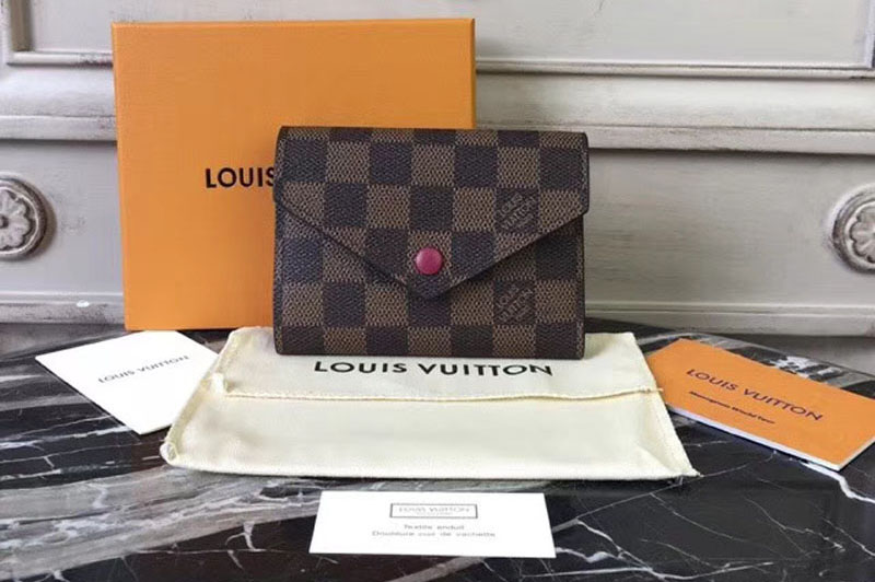 Louis Vuitton N41659 Damier Ebene Canvas Victorine Wallet Red