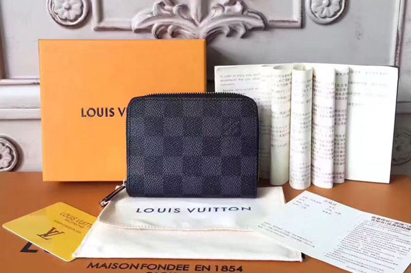 Louis Vuitton N63069 Zippy Coin Purse Damier Graphite Canvas
