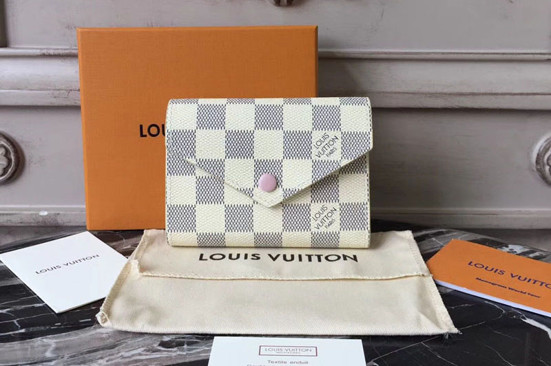 Louis Vuitton N64022 Damier Azur Canvas Victorine Wallet Pink