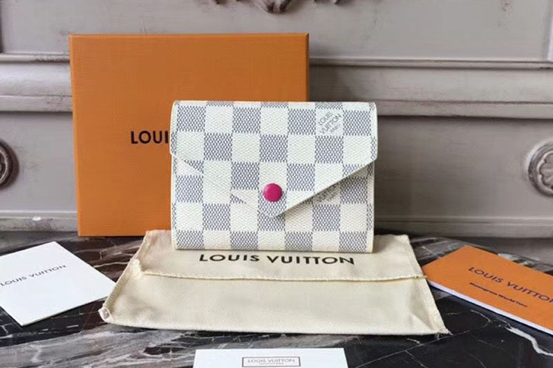 Louis Vuitton N64022 Damier Azur Canvas Victorine Wallet Red