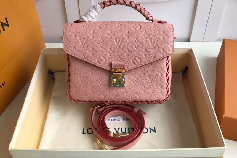 Louis Vuitton M43941 LV Monogram Empreinte Pochette Metis Bags Pink