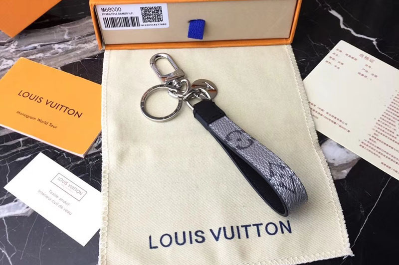 Louis Vuitton M61950 LV Monogram Eclipse Canvas Dragonne Bag Charm and Key Holder White