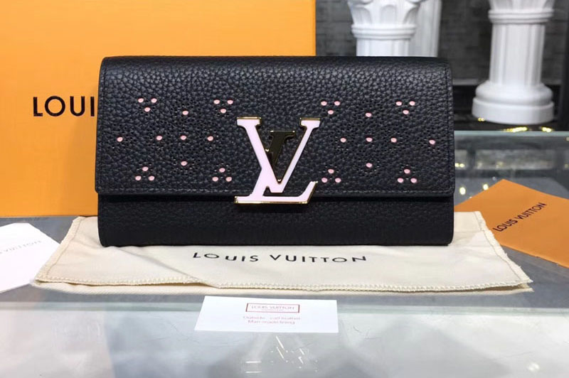 Louis Vuitton M62556 LV Capucines Wallet Taurillon leather Black