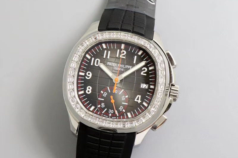 Patek Philippe Aquanaut 5968A YLF Best Edition Diamond Bezel Brown Dial on Black Rubber Strap A7750