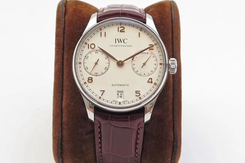 IWC Portuguese Real PR IW500704 ZF V4 1:1 Best Edition White Dial on Brown Leather Strap A52010