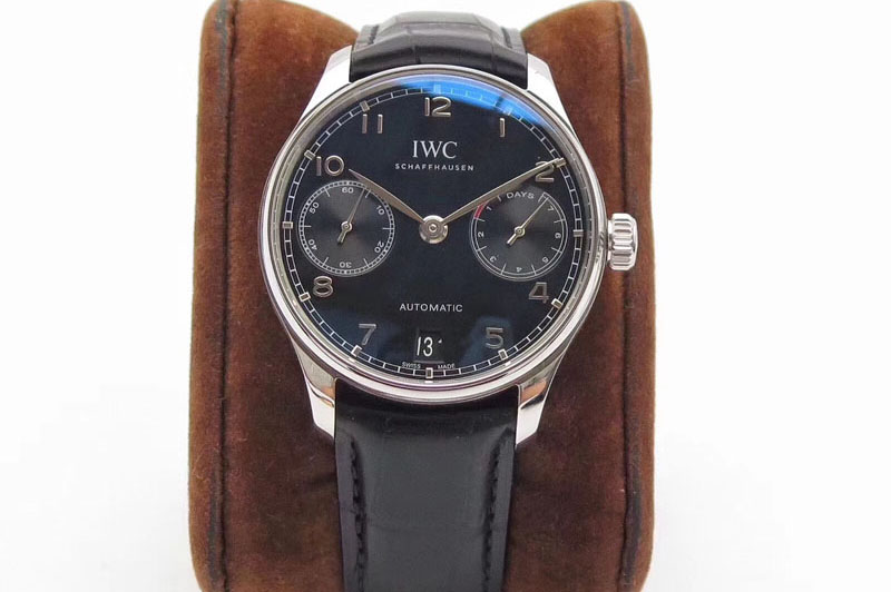 IWC PORTUGUESE REAL PR IW500109 V4 ZF 1:1 BEST EDITION Black Dial ON BLACK LEATHER STRAP A52010