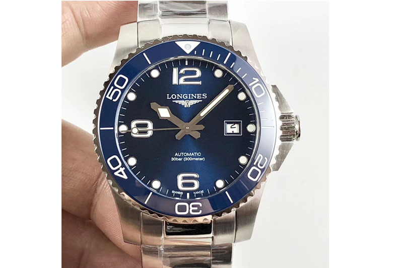 Longines Conquest L3.840.4.56.6 Real Ceramic Bezel SS ZF 1:1 Best Edition Blue dial On SS Bracelet A2824