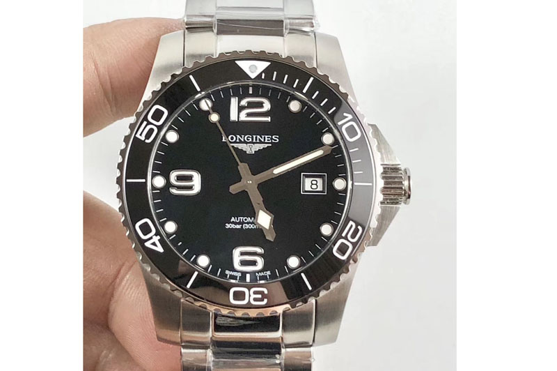 Longines Conquest L3.840.4.56.6 Real Ceramic Bezel SS ZF 1:1 Best Edition Black dial On SS Bracelet A2824