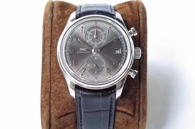 IWC Portuguese IW390404 SS ZF 1:1 Best Edition Gray Dial A7750 On Black Leather Strap