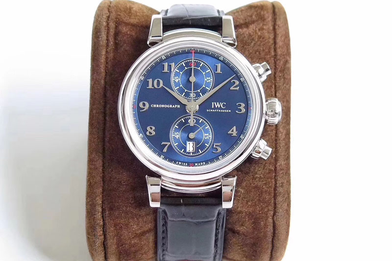 IWC Da Vinci IW393402 SS ZF 1:1 Best Edition Blue Dial SS A7750 On Black Leather Strap